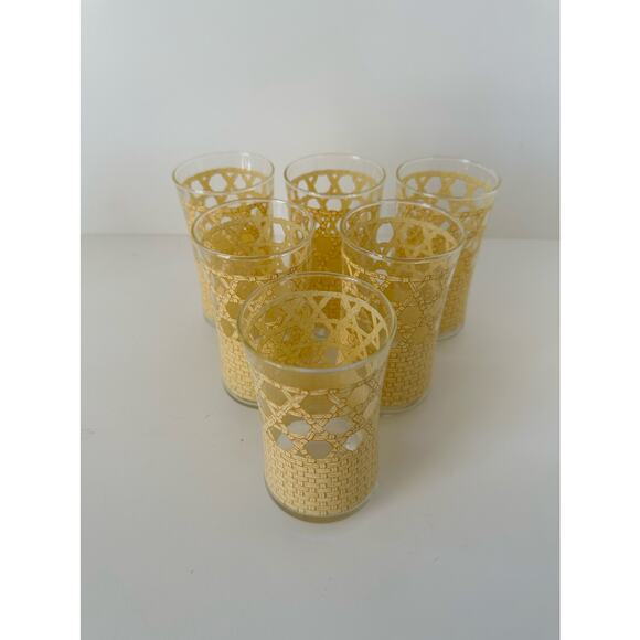 Vintage 1970's Rattan Caned Pattern glasses, tumblers, water, - Picture 2 of 6